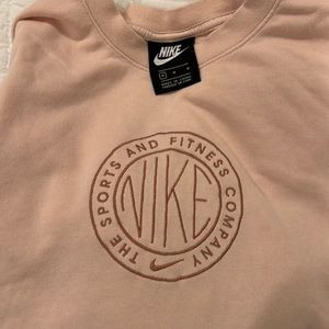 Pink Nike stitched cropped crewneck